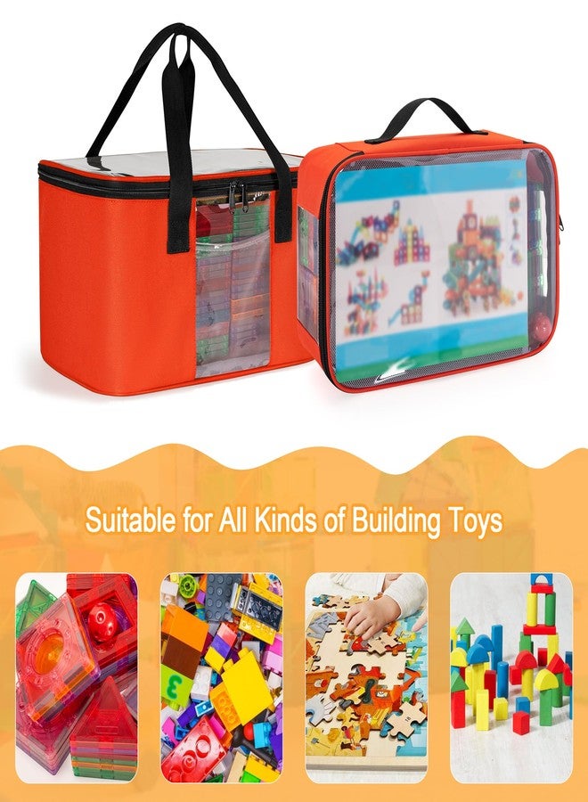 Rexmica 2pcs Storage Organizer Bag for Magnetic Building Tiles, Magnetic Block Tiles Travel Case with Visible Top, Toy Storage Bag for Construction Building Toy, Interlocking Blocks - Image 5